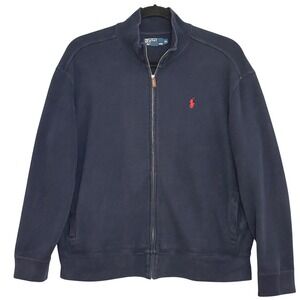 Polo Ralph Lauren Men Track Jacket XL Blue Sweatshirt Full Zip Classic Preppy